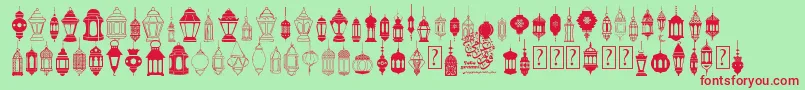 Fonte fotograami   lamp islamic – fontes vermelhas em um fundo verde