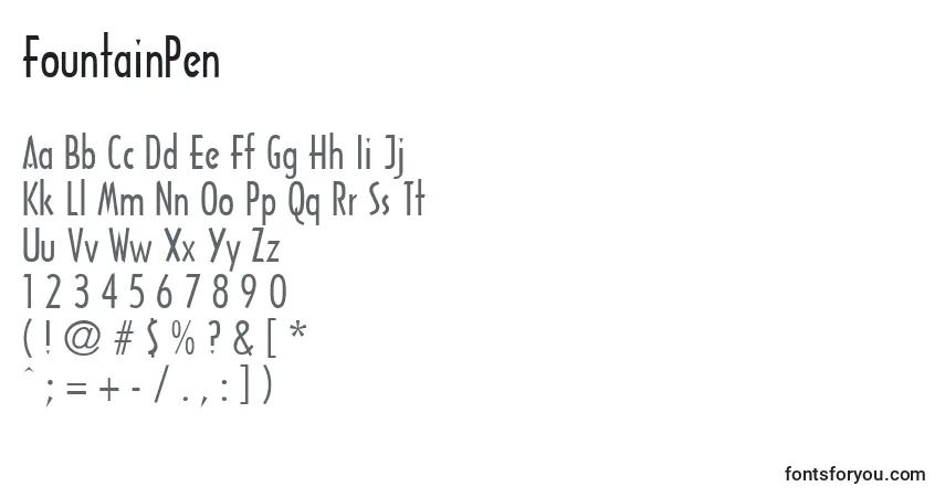 Schriftart FountainPen (127075) – Alphabet, Zahlen, spezielle Symbole