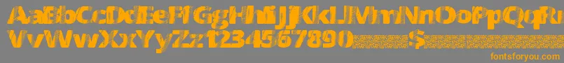 フォントFourSix – オレンジの文字は灰色の背景にあります。