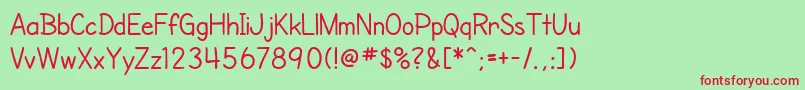 SfCartoonistHand Font – Red Fonts on Green Background