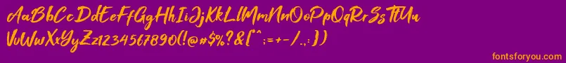 fuente Foxlite Script – Fuentes Naranjas Sobre Fondo Morado