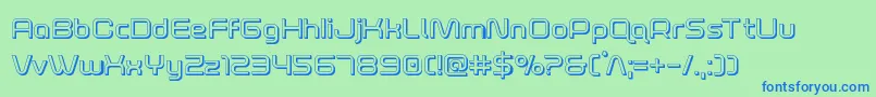フォントfoxontherun3d – 青い文字は緑の背景です。