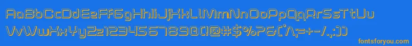 foxontherun3d-Schriftart – Orangefarbene Schriften auf blauem Hintergrund