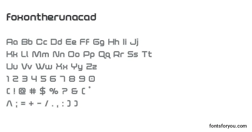 A fonte Foxontherunacad – alfabeto, números, caracteres especiais