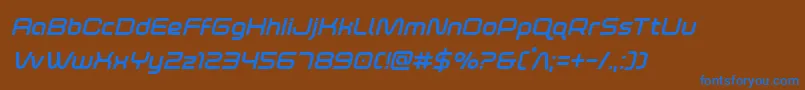 foxontherunboldital-Schriftart – Blaue Schriften auf braunem Hintergrund