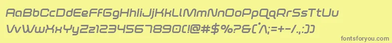 フォントfoxontherunboldsemital – 黄色の背景に灰色の文字