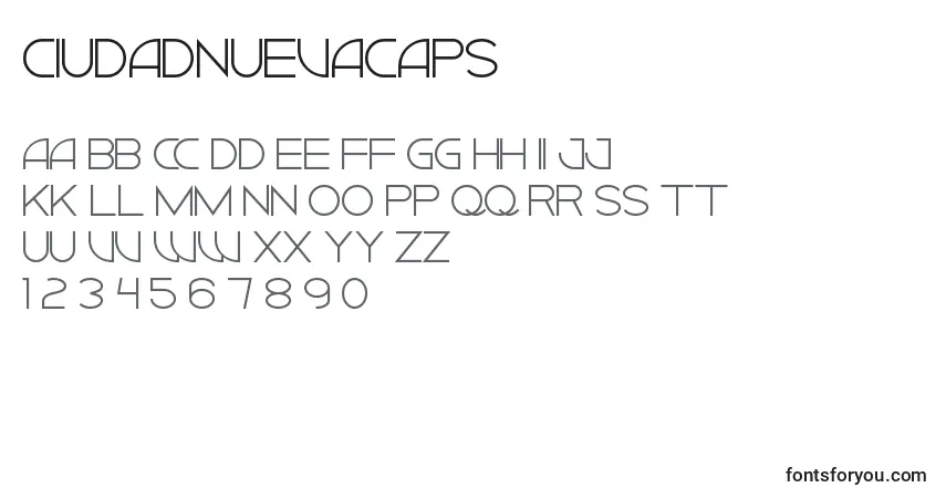 Czcionka CiudadNuevaCaps – alfabet, cyfry, specjalne znaki
