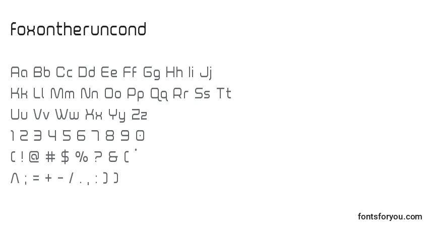 Шрифт Foxontheruncond – алфавит, цифры, специальные символы