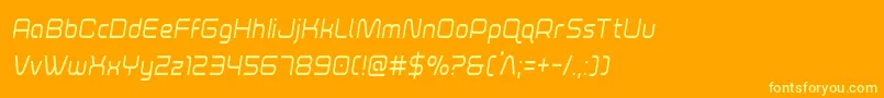 foxontheruncondsemital-Schriftart – Gelbe Schriften auf orangefarbenem Hintergrund