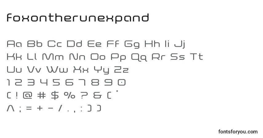 A fonte Foxontherunexpand – alfabeto, números, caracteres especiais