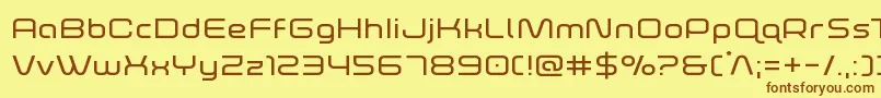 フォントfoxontherunexpand – 茶色の文字が黄色の背景にあります。