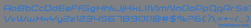 フォントfoxontherunexpandsemital – 灰色の背景に青い文字