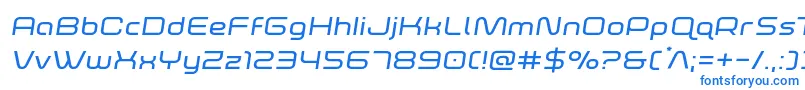 フォントfoxontherunexpandsemital – 白い背景に青い文字