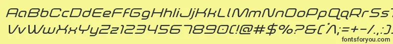 フォントfoxontherunexpandsuperital – 黒い文字の黄色い背景