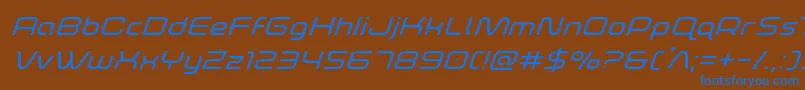 フォントfoxontherunexpandsuperital – 茶色の背景に青い文字