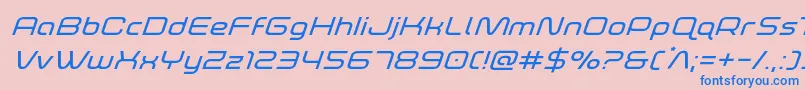 フォントfoxontherunexpandsuperital – ピンクの背景に青い文字