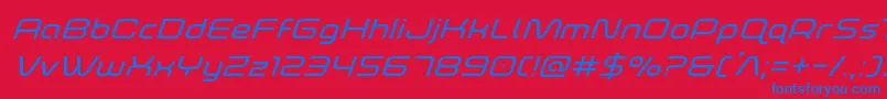 フォントfoxontherunexpandsuperital – 赤い背景に青い文字
