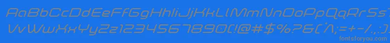 フォントfoxontherunexpandsuperital – 青い背景に灰色の文字