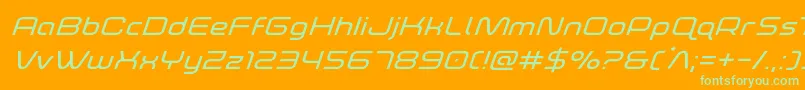 Шрифт foxontherunexpandsuperital – зелёные шрифты на оранжевом фоне