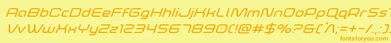 foxontherunexpandsuperital-Schriftart – Orangefarbene Schriften auf gelbem Hintergrund