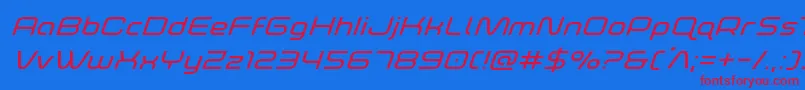 foxontherunexpandsuperital Font – Red Fonts on Blue Background