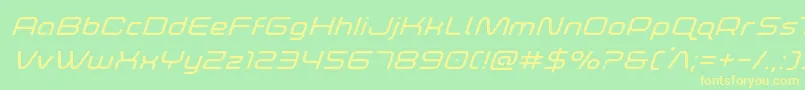 フォントfoxontherunexpandsuperital – 黄色の文字が緑の背景にあります