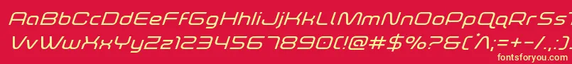 フォントfoxontherunexpandsuperital – 黄色の文字、赤い背景