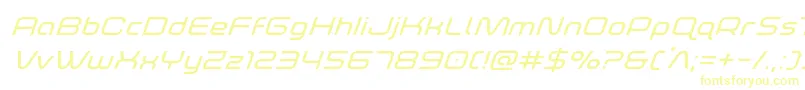 フォントfoxontherunexpandsuperital – 白い背景に黄色の文字