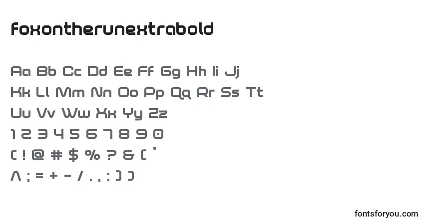 Schriftart Foxontherunextrabold – Alphabet, Zahlen, spezielle Symbole