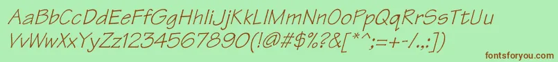 TektonItalic-Schriftart – Braune Schriften auf grünem Hintergrund
