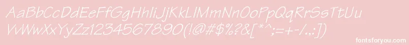 Fonte TektonItalic – fontes brancas em um fundo rosa