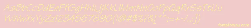 Fonte TektonItalic – fontes amarelas em um fundo rosa