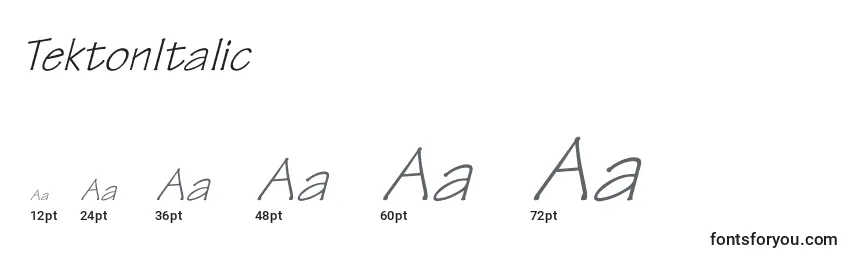 Größen der Schriftart TektonItalic