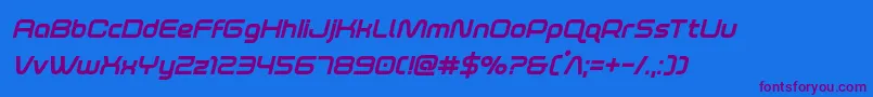 foxontherunextraboldital-Schriftart – Violette Schriften auf blauem Hintergrund