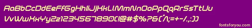 Шрифт foxontherunextraboldital – жёлтые шрифты на фиолетовом фоне