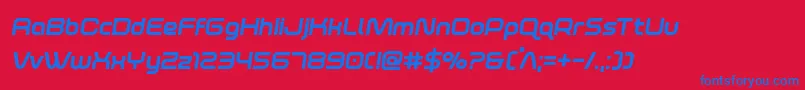 foxontherunextraboldsemital-Schriftart – Blaue Schriften auf rotem Hintergrund