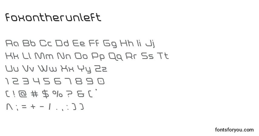 Czcionka Foxontherunleft – alfabet, cyfry, specjalne znaki