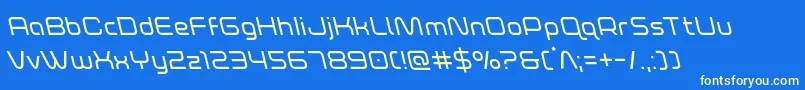フォントfoxontherunleft – 黄色の文字、青い背景