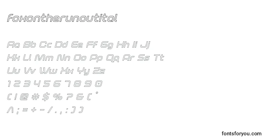 Schriftart Foxontherunoutital – Alphabet, Zahlen, spezielle Symbole