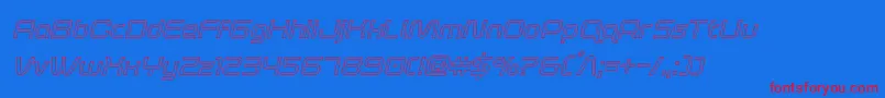 foxontherunoutital-Schriftart – Rote Schriften auf blauem Hintergrund