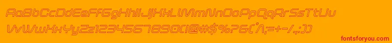 foxontherunoutital-Schriftart – Rote Schriften auf orangefarbenem Hintergrund