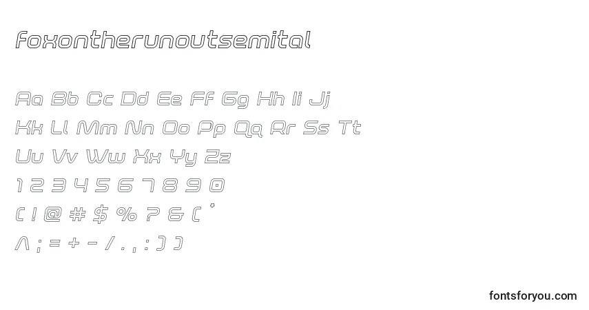 Czcionka Foxontherunoutsemital – alfabet, cyfry, specjalne znaki