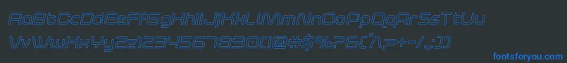Шрифт foxontherunoutsemital – синие шрифты на чёрном фоне
