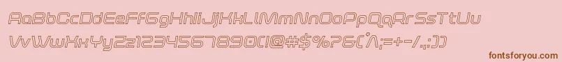 フォントfoxontherunoutsemital – ピンクの背景に茶色のフォント