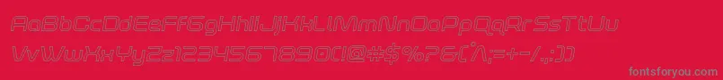 Fonte foxontherunoutsemital – fontes cinzas em um fundo vermelho