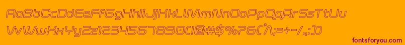 フォントfoxontherunoutsemital – オレンジの背景に紫のフォント