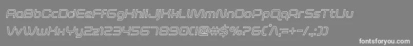 フォントfoxontherunoutsemital – 灰色の背景に白い文字