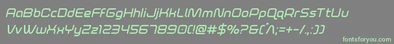 フォントfoxontherunsemiboldital – 灰色の背景に緑のフォント