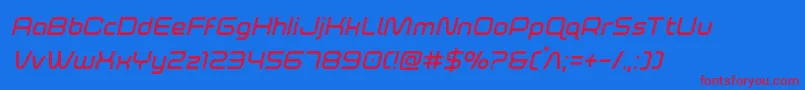 foxontherunsemiboldital Font – Red Fonts on Blue Background