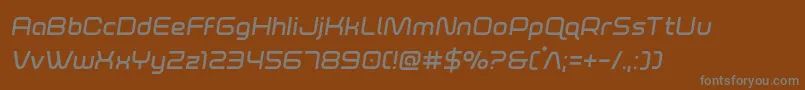 Fonte foxontherunsemiboldsemital – fontes cinzas em um fundo marrom